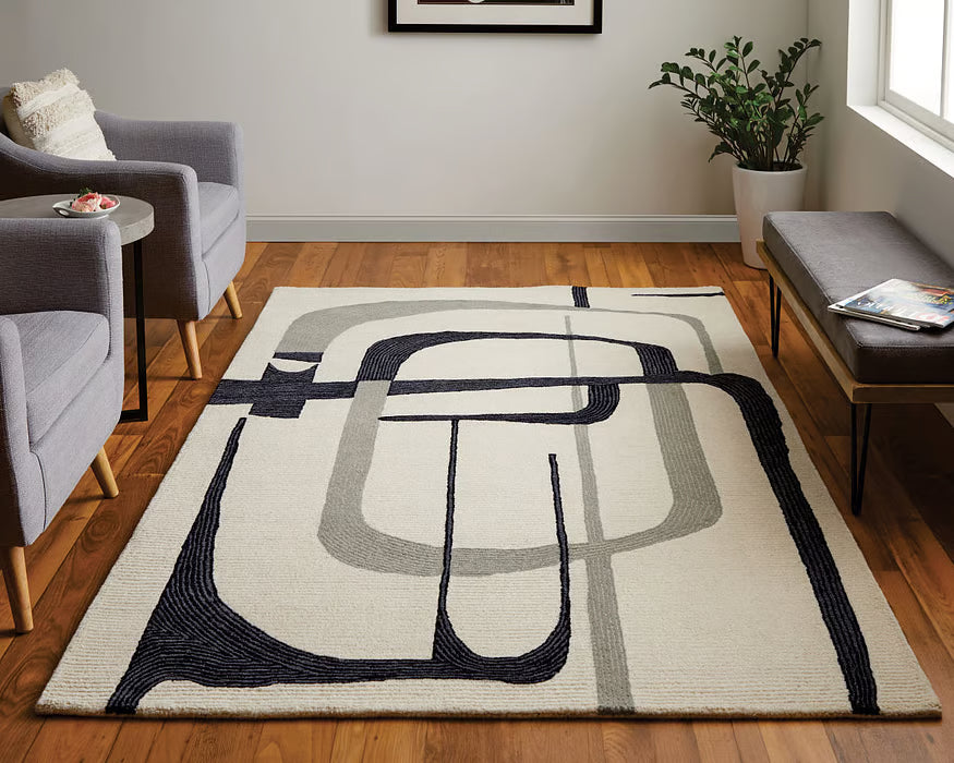 Maguire MGR8905F Ivory/Black Area Rug